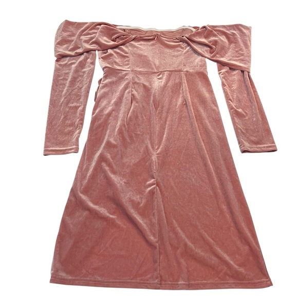 CIDER Velvet Off‑Shoulder Mini Dress – Dusty Rose | Size XL NWT - Picture 6 of 6